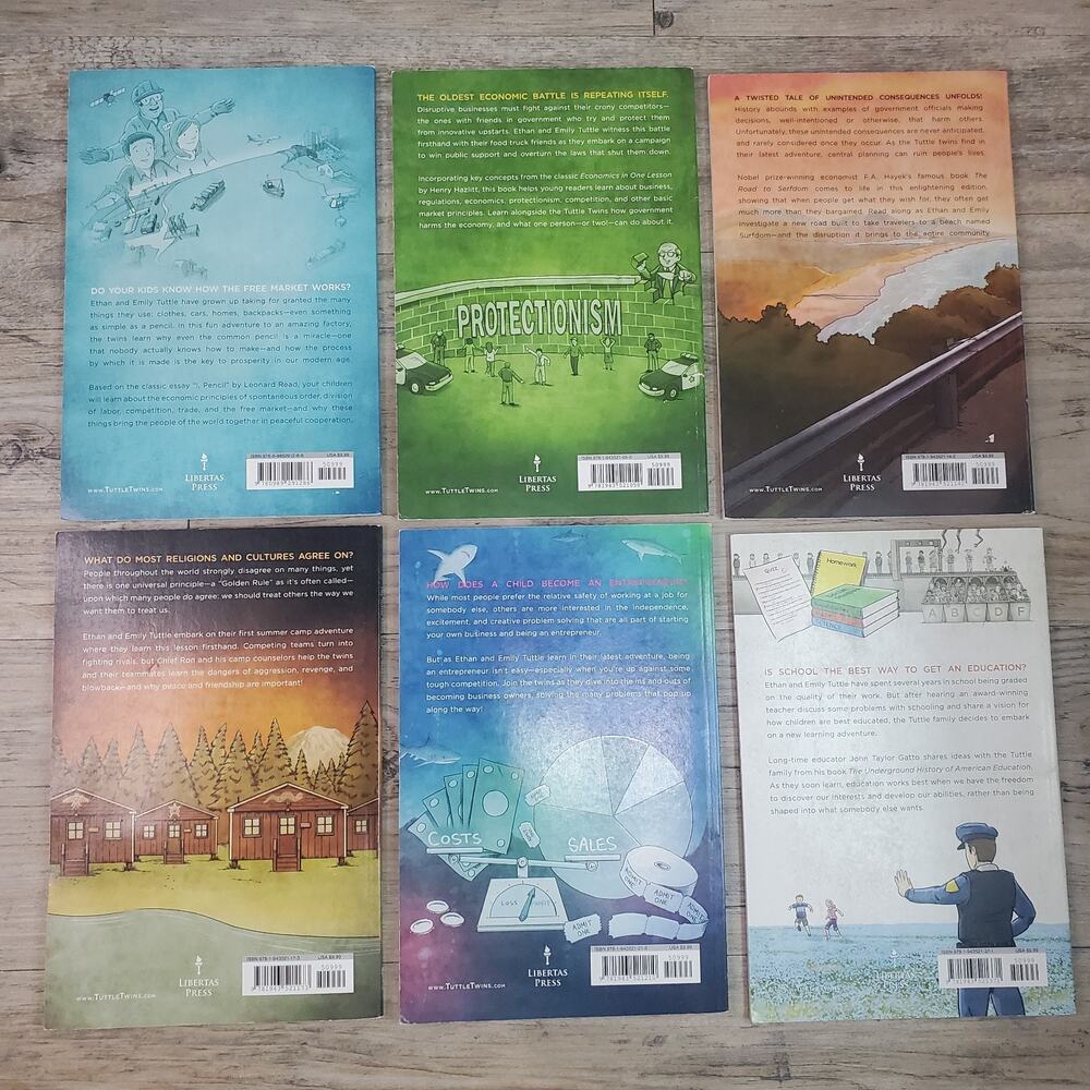 The Tuttle Twins Connor Boyack Books (Lot of 6) Books 2, 4-6, 8, 10 Homeschool - Picture 2 of 11